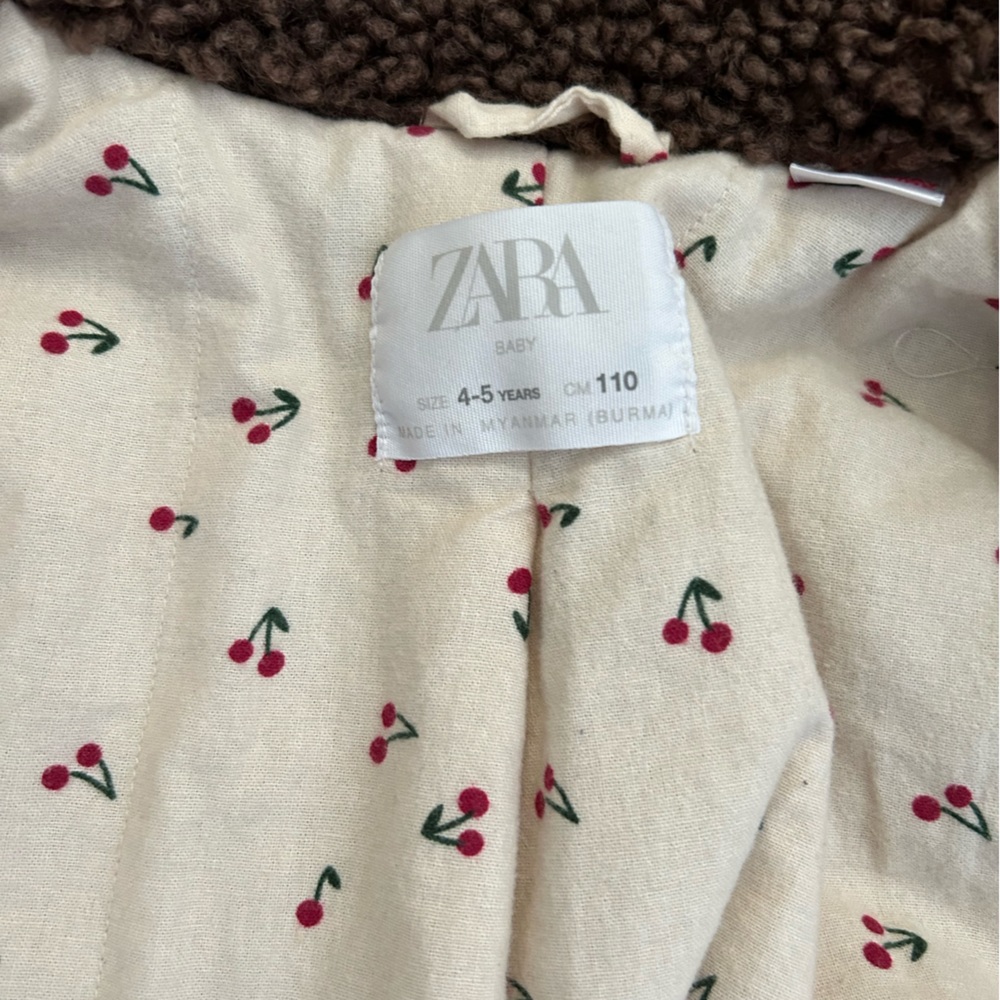 Zara Brown Teddy Coat Size 4/5 - Picture 6 of 8